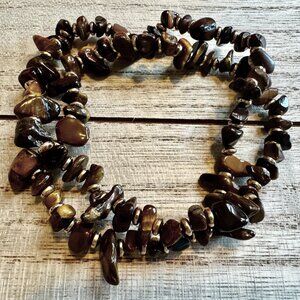 Chunky Tiger’s Eye & Gold Hematite Wrap Bracelet | Natural Gemstone Jewelry